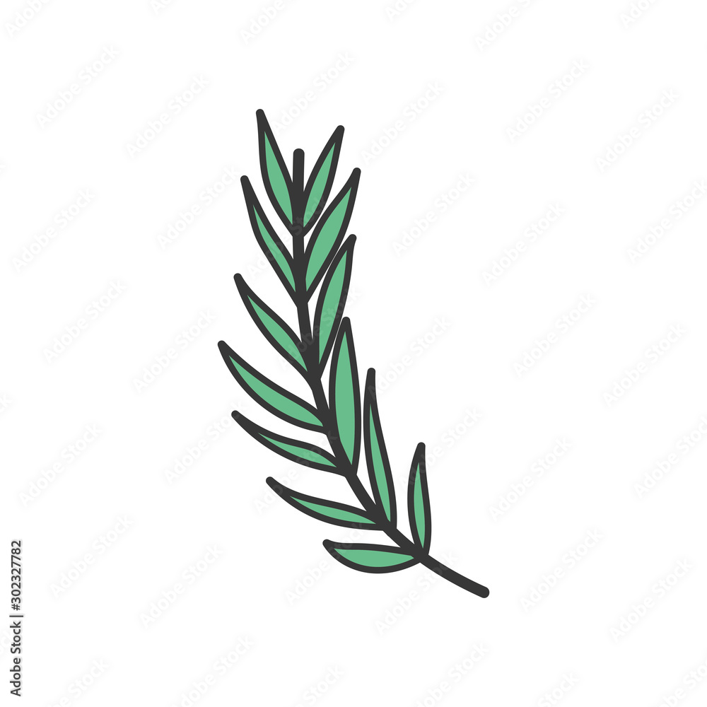 green branch leaves foliage nature icon