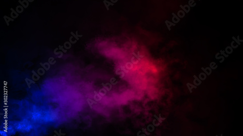 Abstract multi color fog smoke effects on isolated black background. photo
