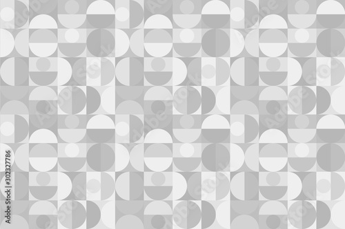 Vector geometric background in scandinavian style with circles and semicircles photo
