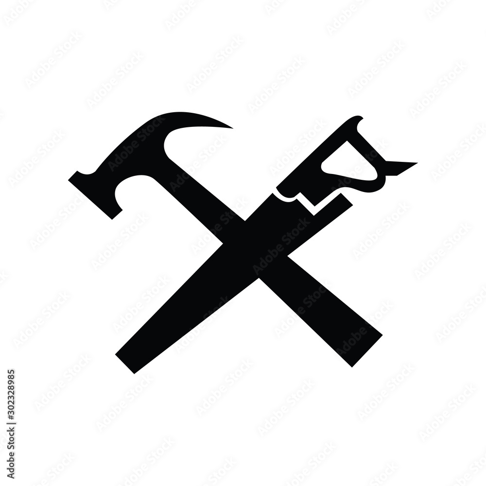 symbol hammer and saw logo design inspirations Stock Vector Adobe Stock