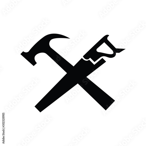 symbol hammer and saw logo design inspirations
