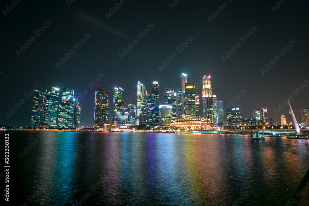 Fototapeta premium Singapore Skyline at night, Marina Bay