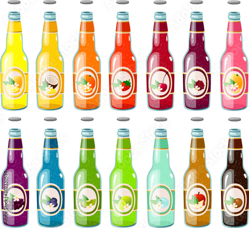 Vector illustration of various fizzy carbonated soda pop