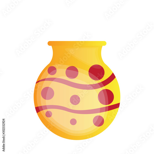 Isolated decored clay pot image - Vector illustration