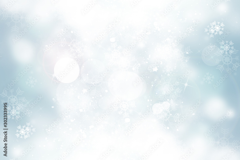 white and gray Christmas light with snowflake bokeh background, Winter backdrop wallpaper.