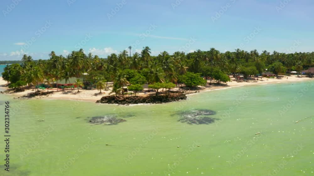 Luxury travel vacation destination panoramic scene. Romantic honeymoon getaway in overwater bungalows villas of Tahiti resort, Bora Bora, French Polynesia.