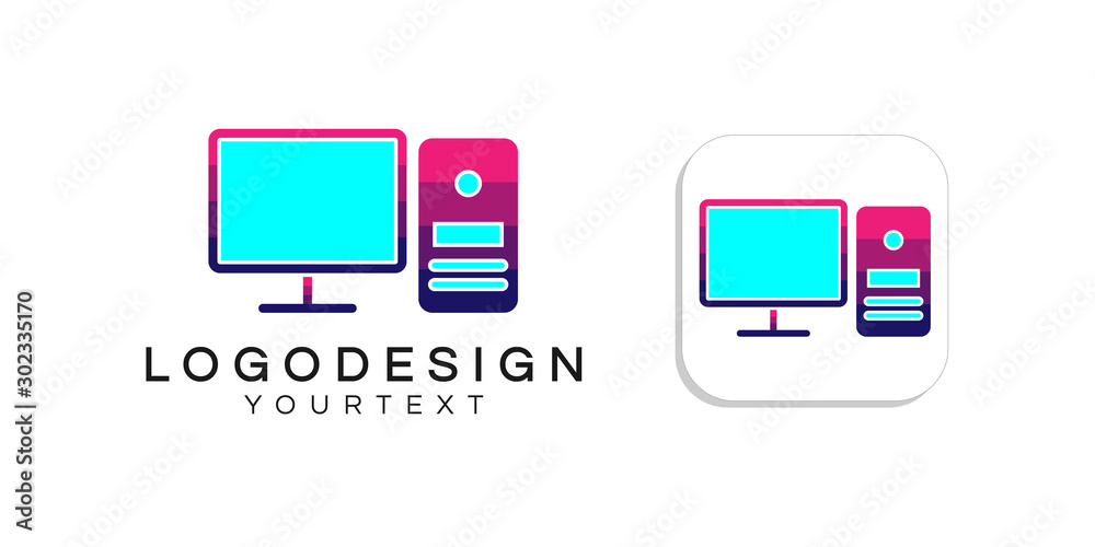 computer logo design. icon app smartphone color full computer logo design. icon app smartphone color full