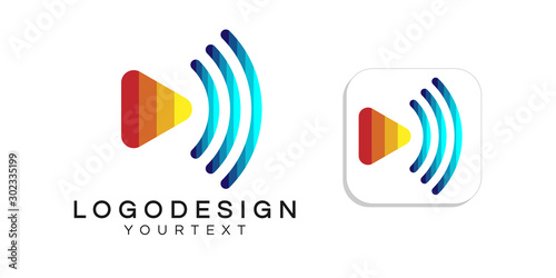 streaming video logo design. icon app smartphone color full