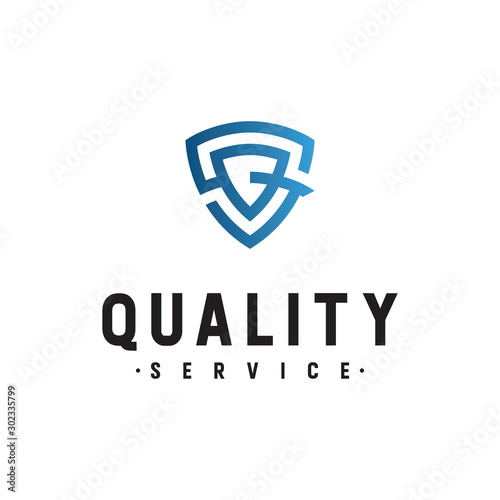 Inital letter sq logo with shield security design template