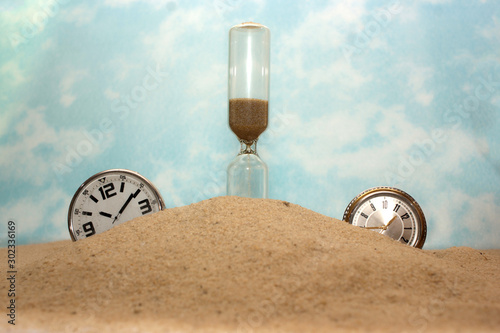 hourglass, the concept of space of time, quickly passing time, elapsed time, lost time