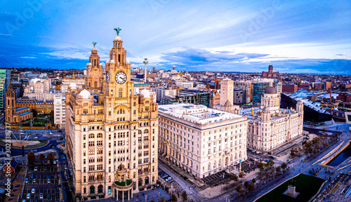 Aerial view of Royal Liver Building, England