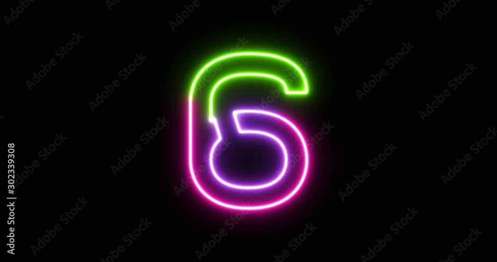Outline neon glowing number 6 in thee popular neon colors Outline neon glowing number 6 in thee popular neon colors