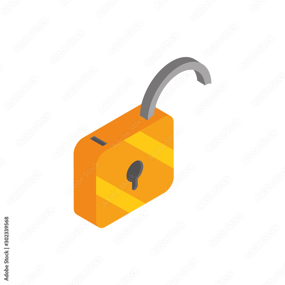 unlock secure social media isometric icon unlock secure social media isometric icon