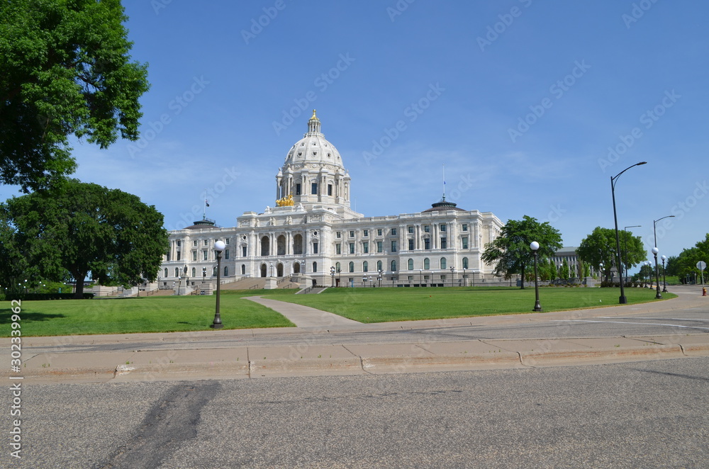 Summer in Minnesota: Offset View of Minnesota State Capitol in St. Paul