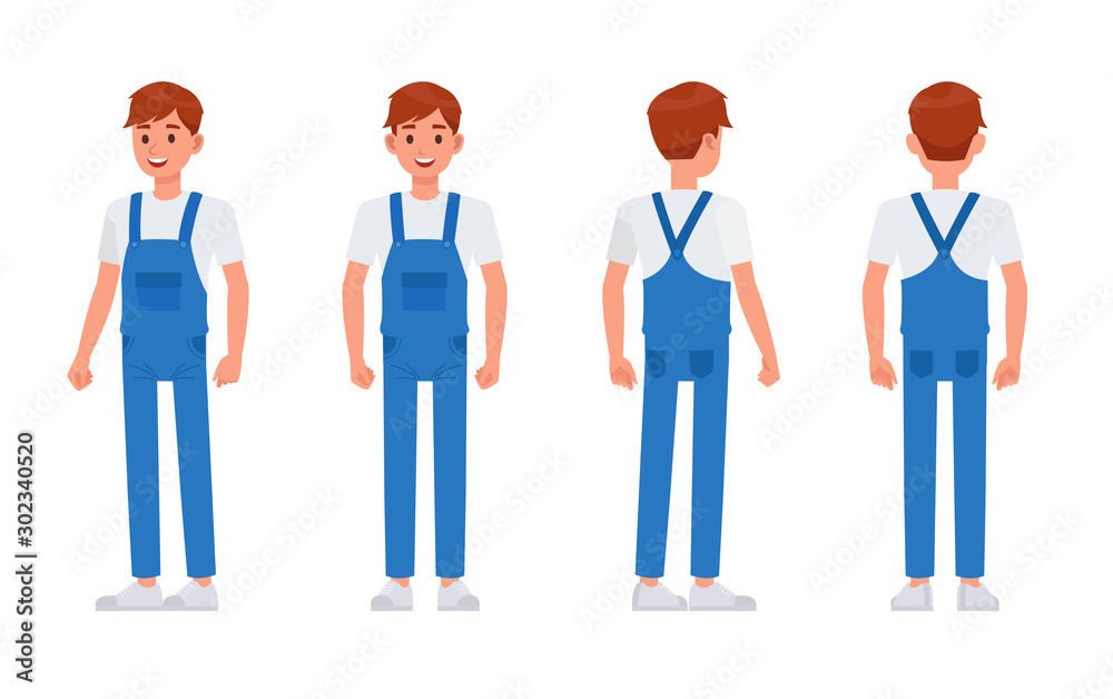 Cleaning staff character vector design