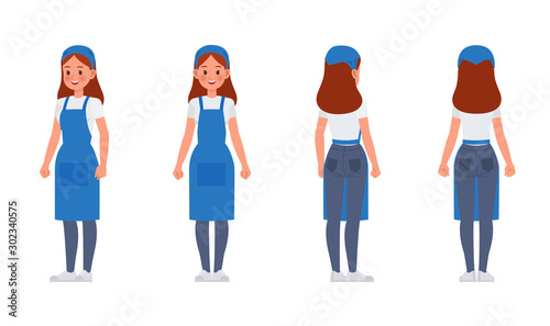 Cleaning staff character vector design no7