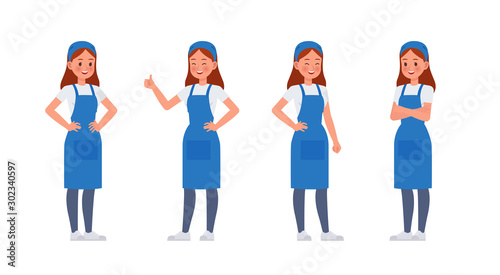 Cleaning staff character vector design no9