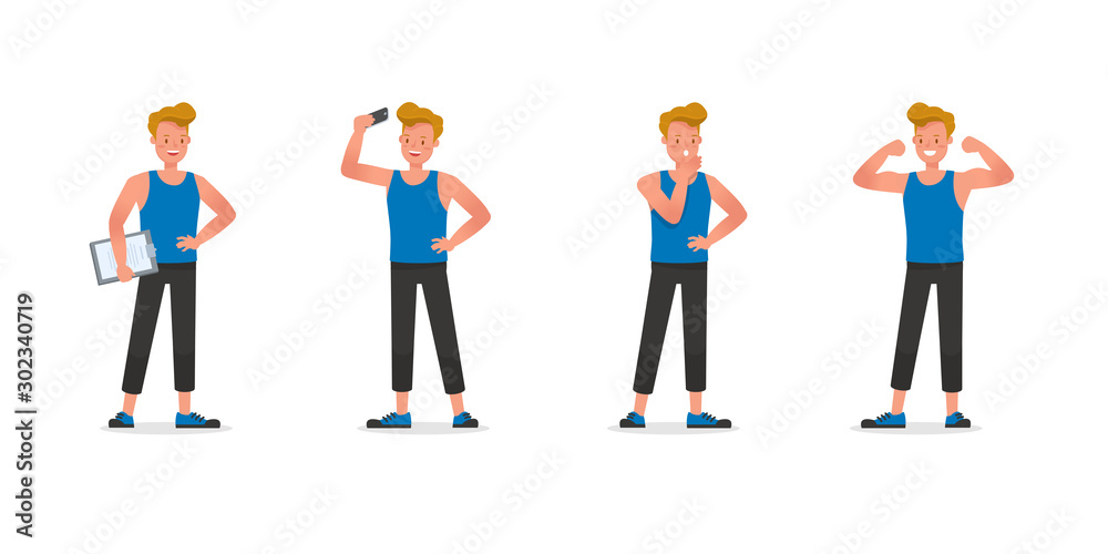 Fitness trainer character vector design. Man dressed in sports clothes. no7