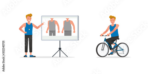 Fitness trainer character vector design. Man dressed in sports clothes. no6