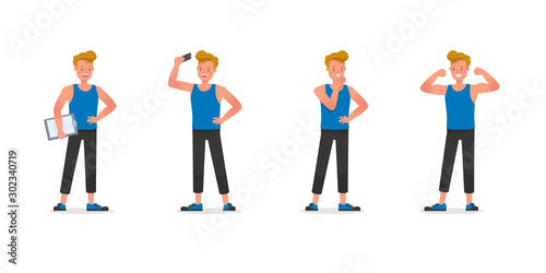 Fitness trainer character vector design. Man dressed in sports clothes. no7