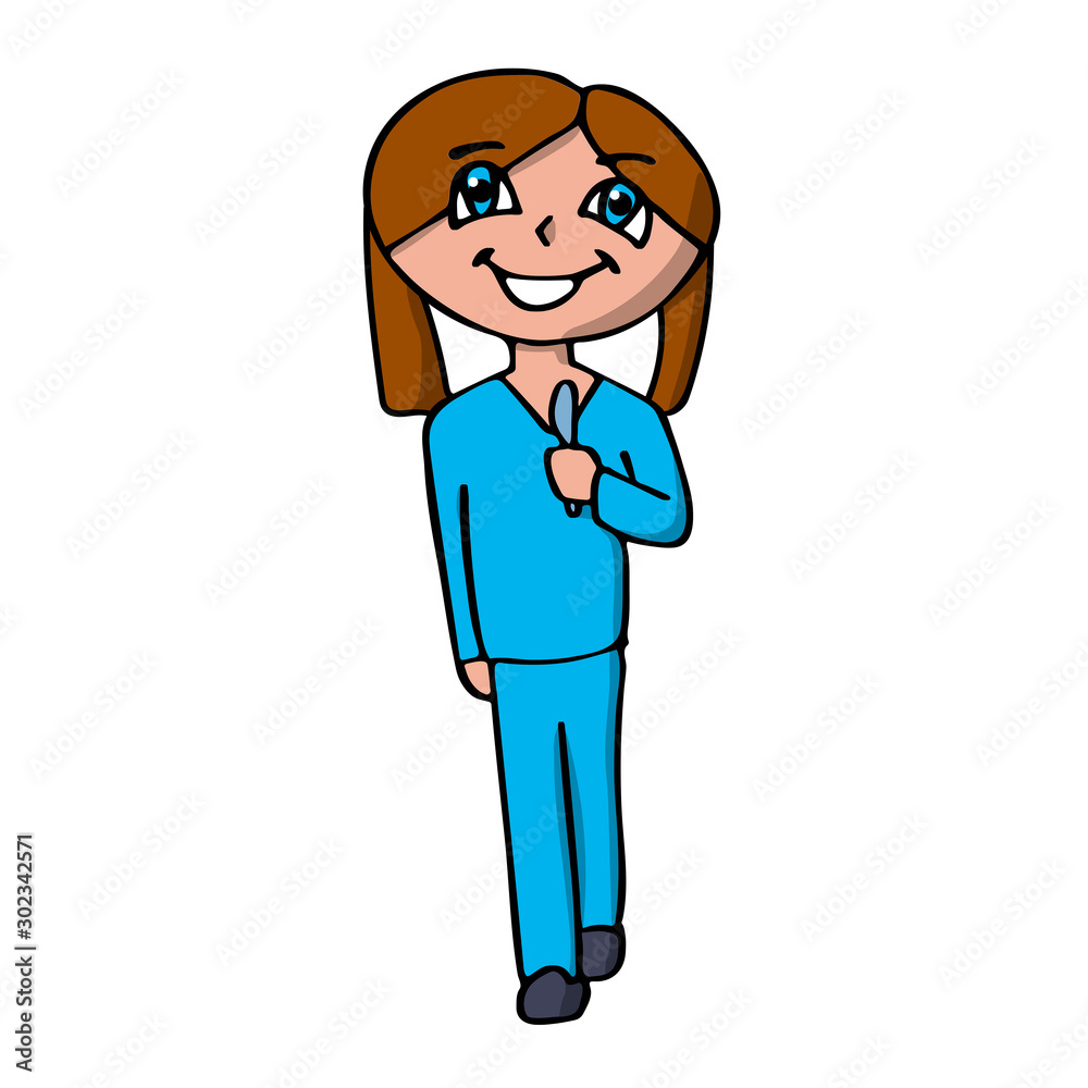 female surgeon with a scalpel smiling goes for an operation. isolated vector illustration female surgeon with a scalpel smiling goes for an operation. isolated vector illustration
