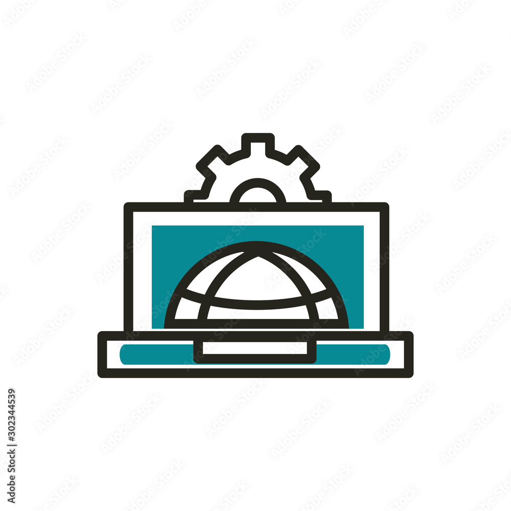 laptop world settings web development icon line and fill laptop world settings web development icon line and fill