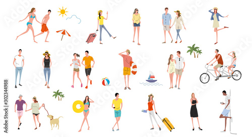 Illustration material: people, summer fashion