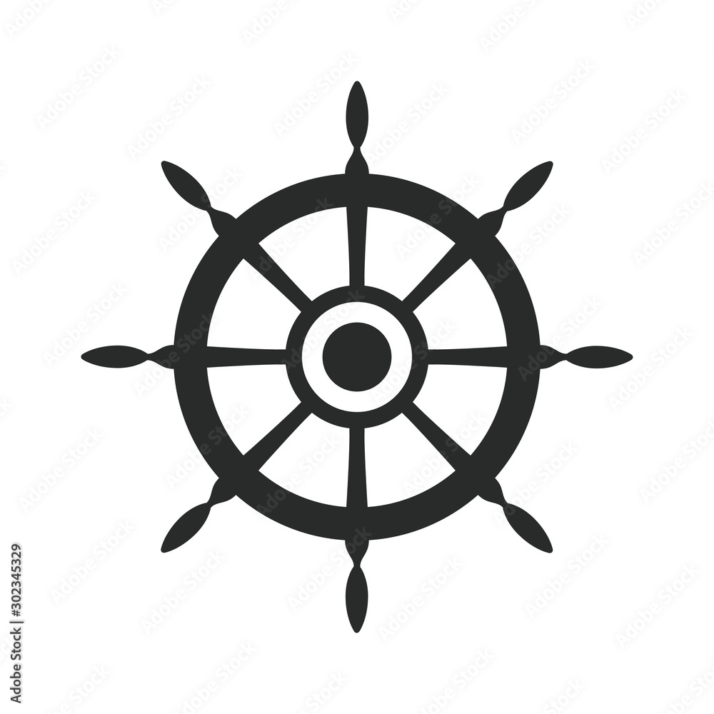 Obraz premium ship steering wheel icon vector template