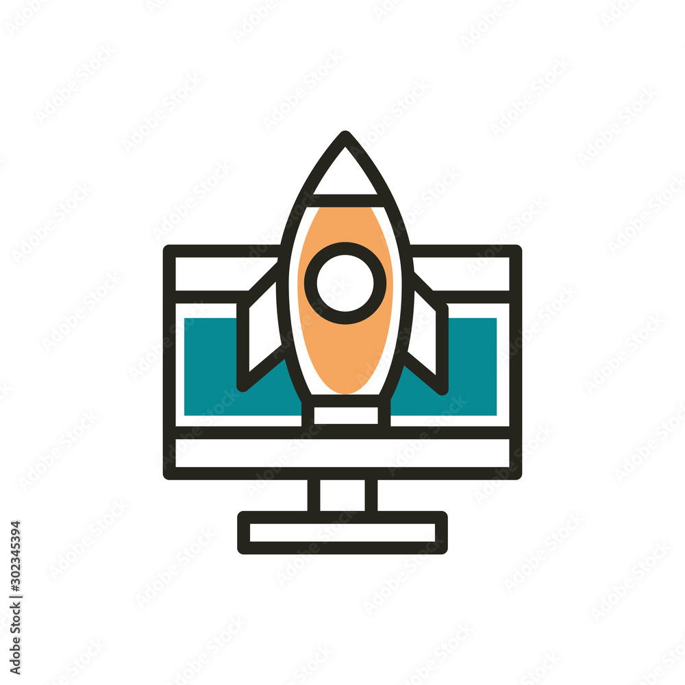 computer startup web development icon line and fill computer startup web development icon line and fill
