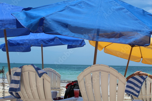 Beach chairs on Bahamas beach