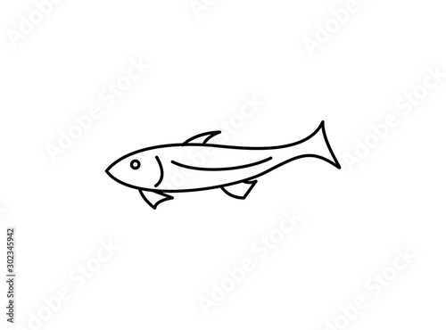 Simple Fish Icon Symbol Template. Fish Concept. Designed in Monoline Style Isolated on White Background. . Vector Illustration