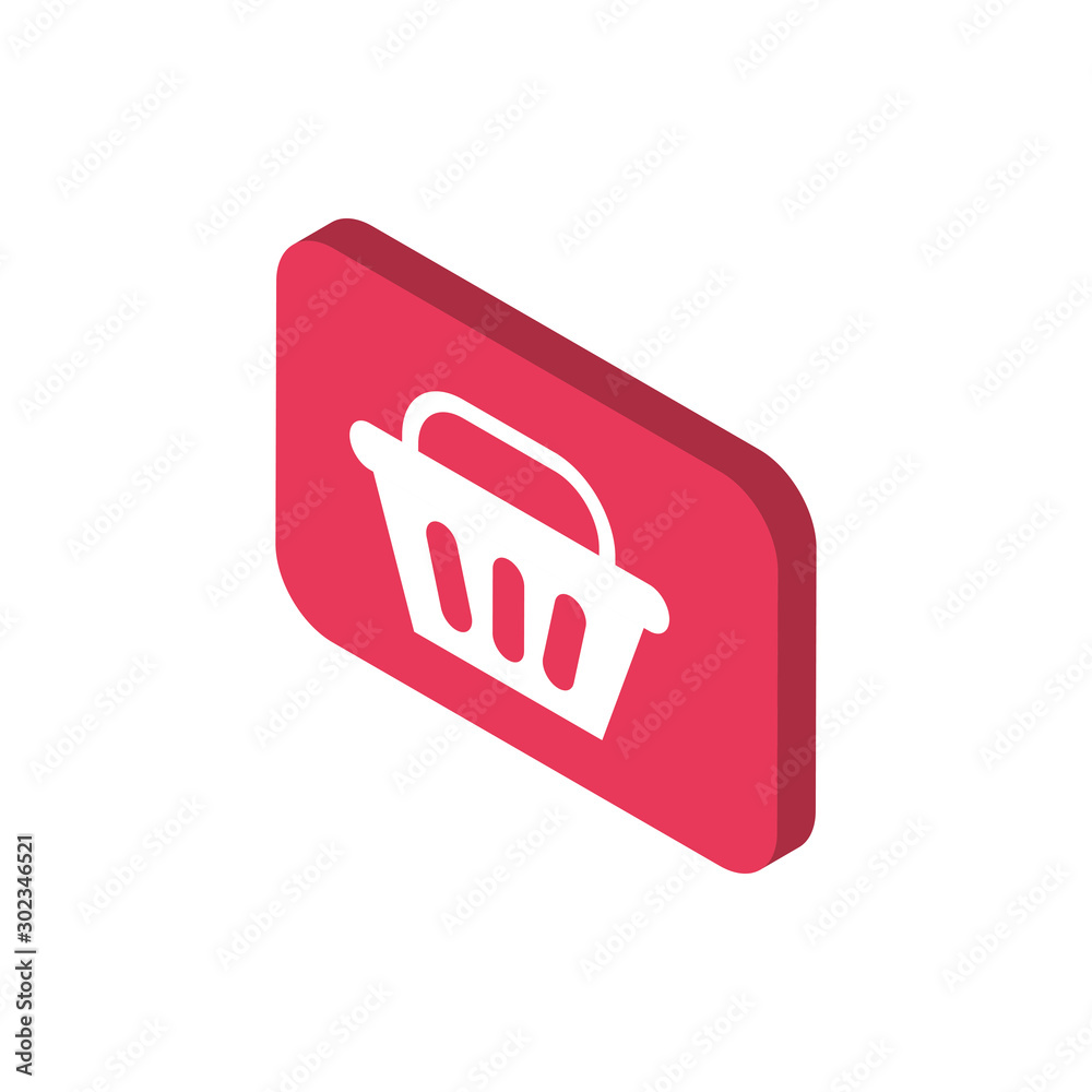 basket button online shopping isometric icon basket button online shopping isometric icon