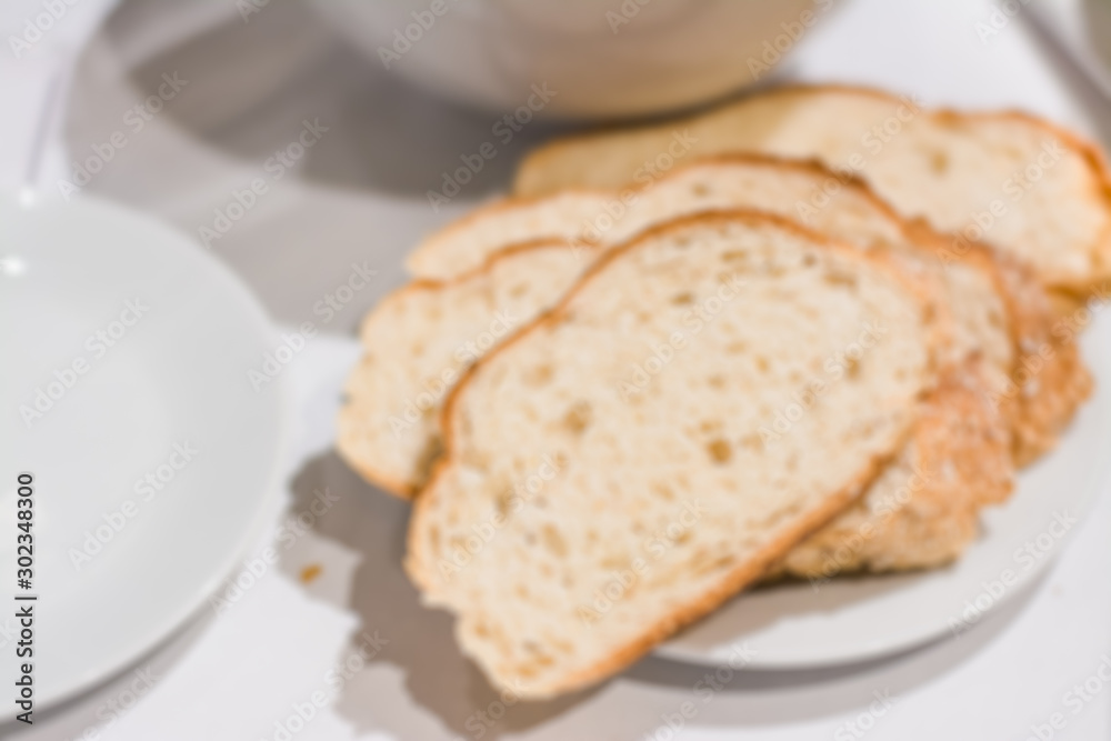 Abstract blur of hotel breakfast meal serve with bread Abstract blur of hotel breakfast meal serve with bread