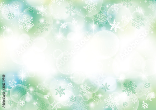 雪　光　背景　緑