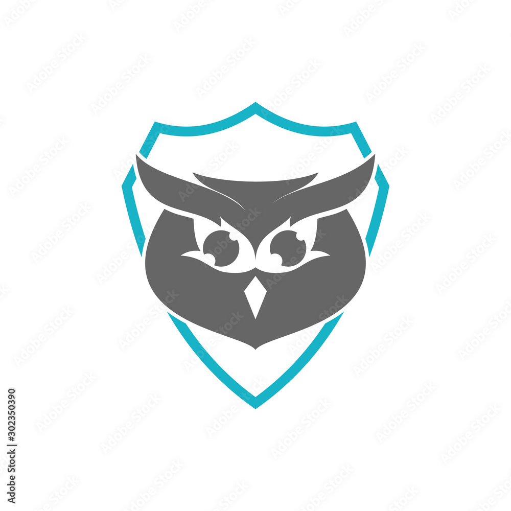 Owl Shield Logo Design Vector Template Isolated