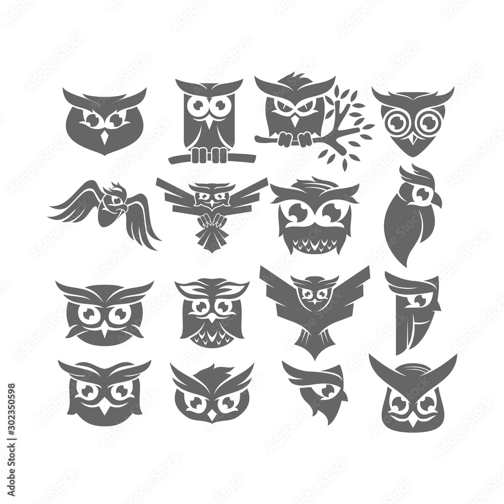 Owl Logo Design Collection Vector Template Set Owl Logo Design Collection Vector Template Set