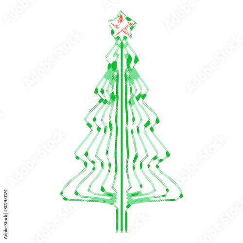 Christmas tree. Abstract illustration on a white background. © Valerii