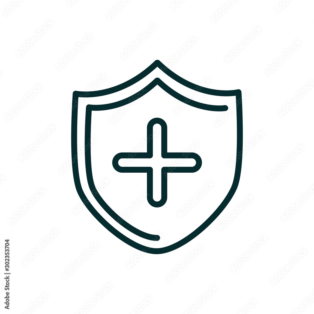 Fototapeta premium shield cross medical icon line