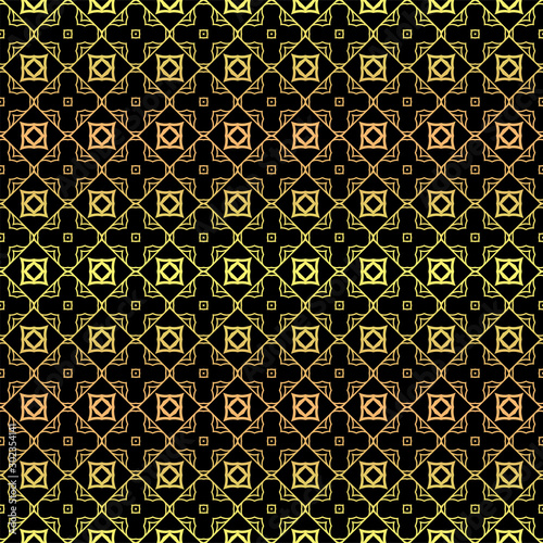 Luxury seamless Lace Geometric Ornament. Vector illustration. Black, gold color
