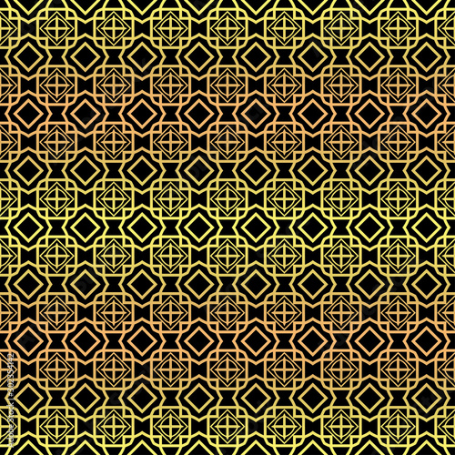 Luxury seamless Lace Geometric Ornament. Vector illustration. Black, gold color