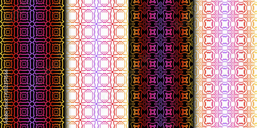 Set of Seamless Geometrical Linear Texture. Original Geometrical Puzzle. Backdrop. Vector illustration.