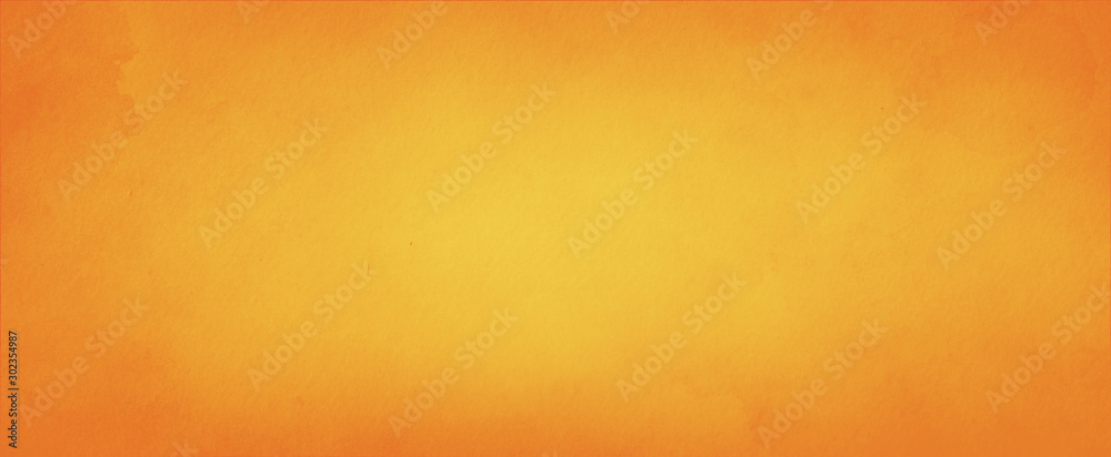 Fototapeta Żółte pomarańczowe tło z delikatną teksturą i zakłopotane plamy farby grunge i akwarela w eleganckiej ilustracji Bożego Narodzenia tło