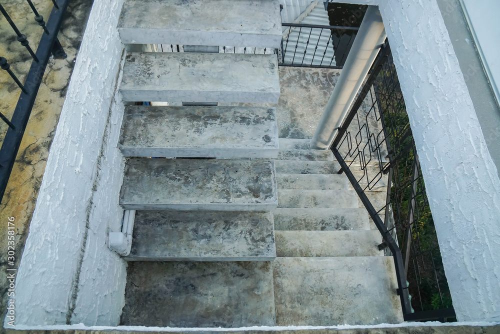 top view of outdoor loft concrete staircase