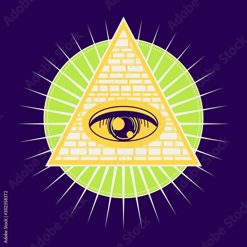 Mystical geometry symbol. Linear alchemy, occult, philosophical sign. For music album cover, poster, sacramental design. Astrology and religion concept.