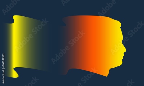 Man avatar profile view. Male face silhouette with dissolved trail