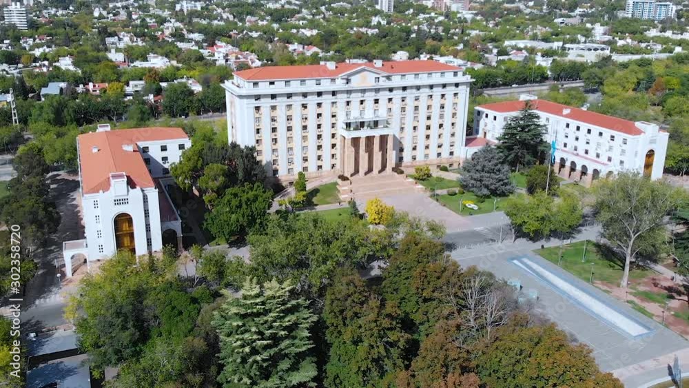 Goverment house, Park Civic Center (Mendoza Argentina) aerial view drone footage Goverment house, Park Civic Center (Mendoza Argentina) aerial view drone footage