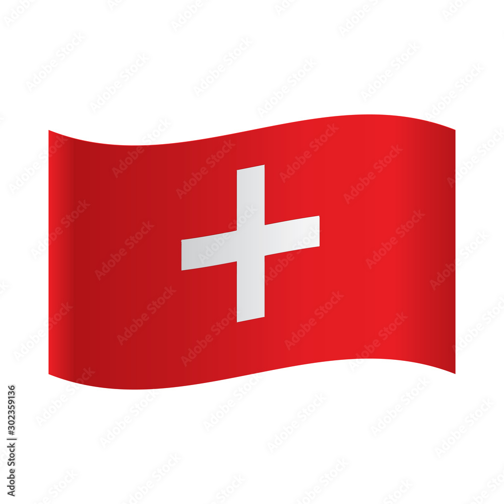 Switzerland - Flag Series, Isolated Swiss flag on a white background, Vector illustration, Swiss flag Banner of the country in waveform fluttering in the wind. Switzerland - Flag Series, Isolated Swiss flag on a white background, Vector illustration, Swiss flag Banner of the country in waveform fluttering in the wind.