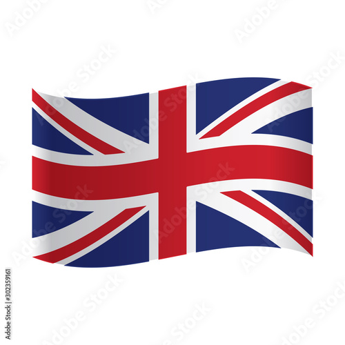 United Kingdom Flag, Vector illustration waving United Kingdom flag vector icon isolated on white background. United Kingdom of Great Britain flag button.