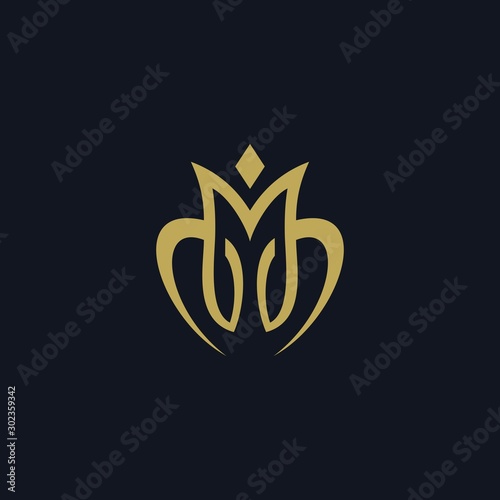 Luxury letter M logo design vector illustration