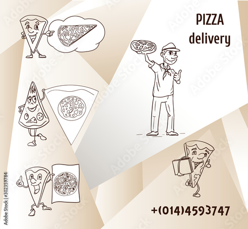 Pizza delivery - hand drawing